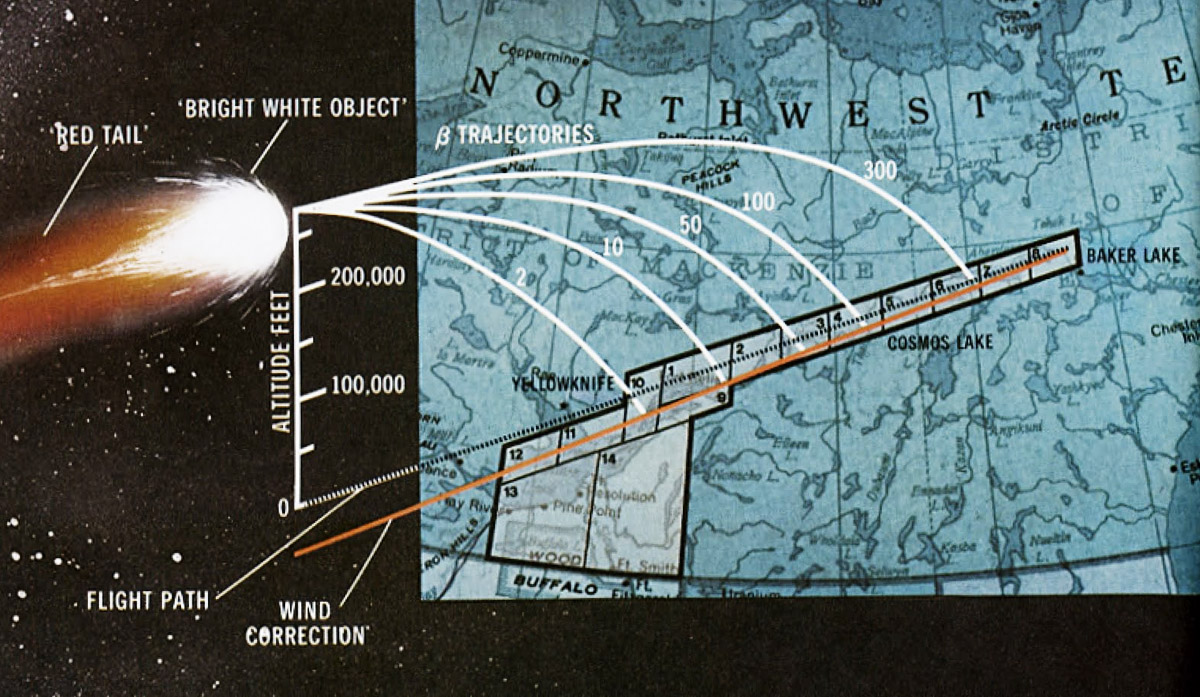 A műhold becsapódási zónája, forrás: HistoricWings.com