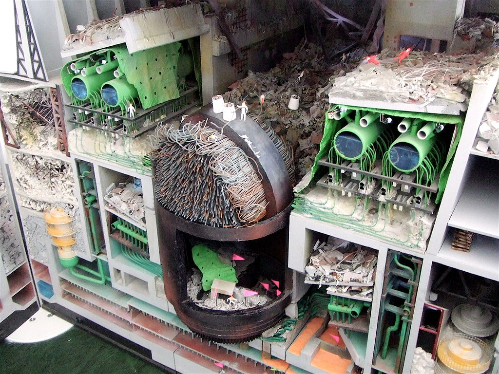 A csernobili atomerőmű felrobbant 4-es reaktorának makettje (kiállítás Csernobilban), fotó: stahlmandesign/Wikimedia