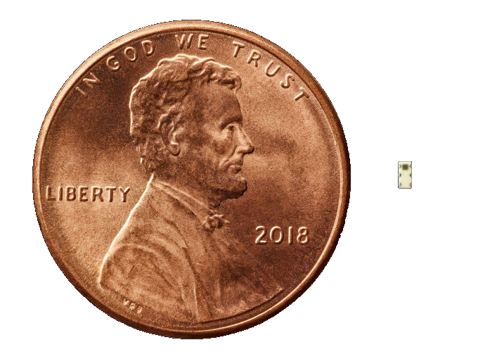 A "kém-chip" (jobbra) mérete, a kép forrása: Bloomberg
